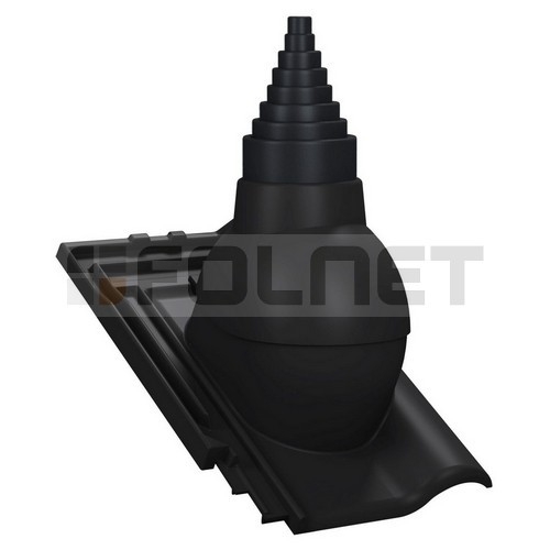 Przejście antenowe P56 do dachówki ceramicznej Koramic Renesansowa L15 - kolor czarny RAL 9005