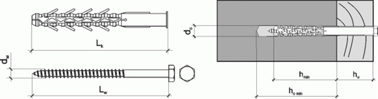 Rysunek techniczny kołka rozporowego do mocowania ław przyściennych KPK-12
