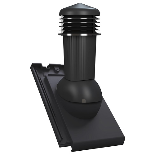 Kominek wentylacyjny K97 do dachówki ceramicznej Creaton Simpla - kolor czarny RAL 9005