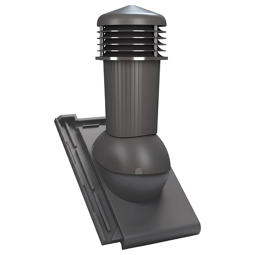 Kominek wentylacyjny K97 do dachówki ceramicznej Roben Bergamo - kolor grafitowy RAL 7024