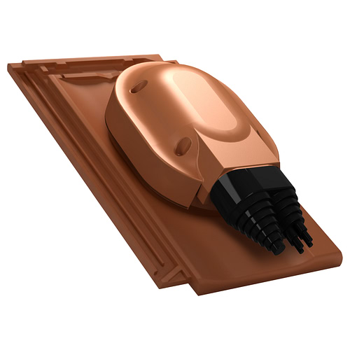 Przejście solarne i fotowoltaiczne do dachówki ceramicznej Creaton Koda - kolor cegła RAL 8004