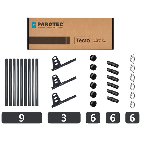 Zestaw ochrony rurowej z 3 rzędami rur do pokryć płaskich