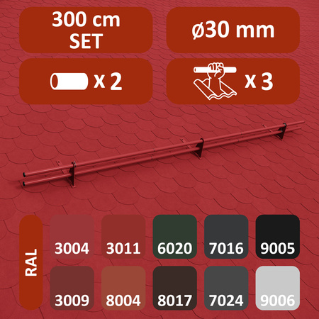 Zestaw ochrony rurowej z 2 rzędami rur do pokryć płaskich