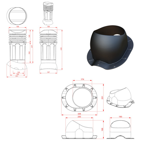 Kominek wentylacyjny DN125 mm Parotec do blachodachówki