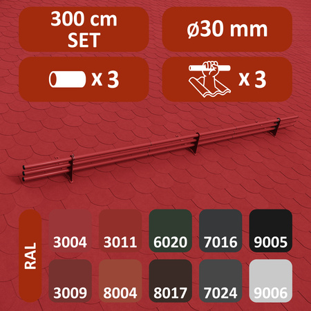 Zestaw ochrony rurowej z 3 rzędami rur do pokryć płaskich