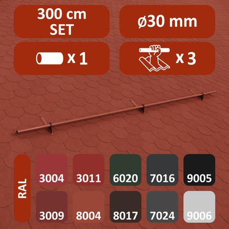 Zestaw ochrony rurowej z 1 rzędem rur do pokryć płaskich