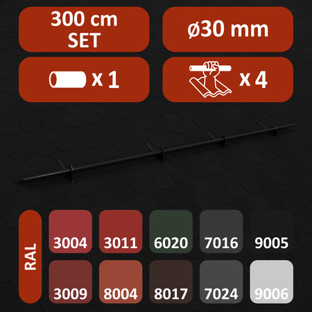 Zestaw ochrony rurowej z 1 rzędem rur do pokryć płaskich