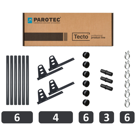 Zestaw ochrony rurowej z 3 rzędami rur do pokryć płaskich