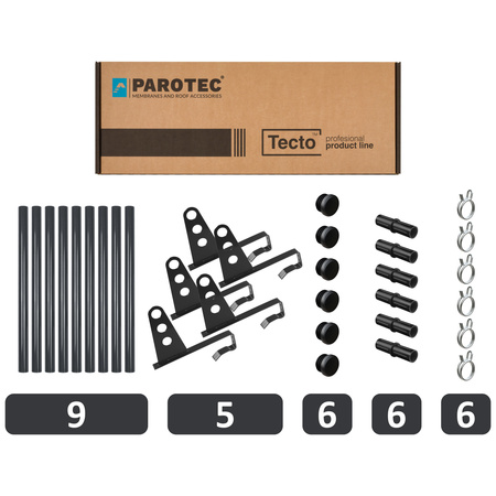 Zestaw ochrony rurowej z 3 rzędami rur do dachówek betonowych i ceramicznych