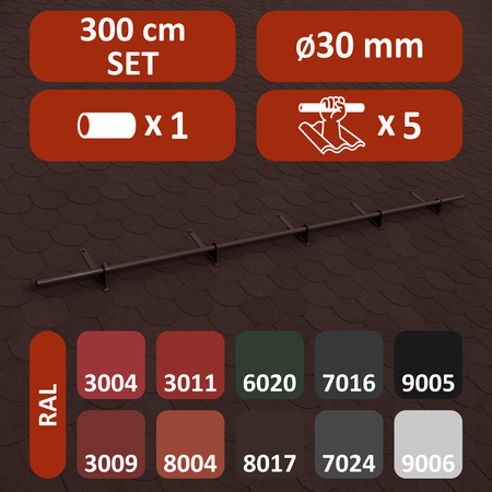 Zestaw ochrony rurowej z 1 rzędem rur do pokryć płaskich