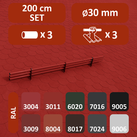 Zestaw ochrony rurowej z 3 rzędami rur do pokryć płaskich