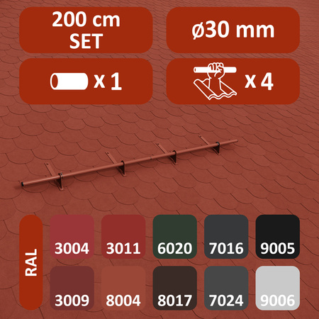 Zestaw ochrony rurowej z 1 rzędem rur do pokryć płaskich