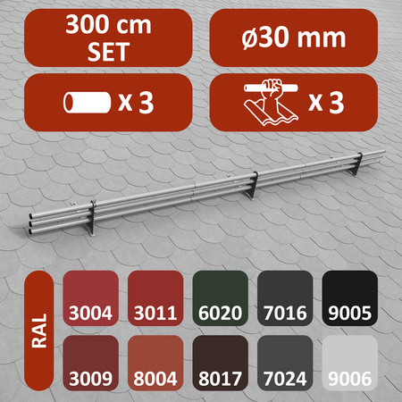 Zestaw ochrony rurowej z 3 rzędami rur do pokryć płaskich