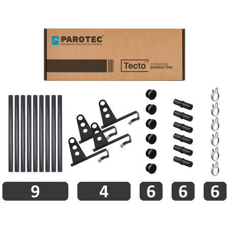 Zestaw ochrony rurowej z 3 rzędami rur do dachówek betonowych i ceramicznych