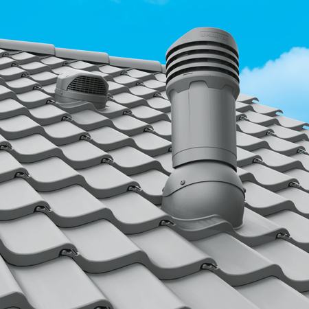 Kominek wentylacyjny z odpływem kondensatu DN125 mm Parotec do dachówki ceramicznej