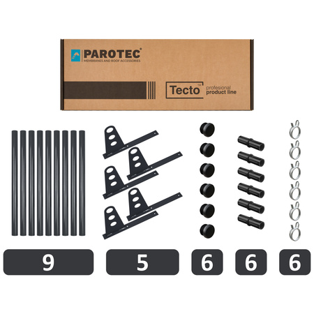 Zestaw ochrony rurowej z 3 rzędami rur do pokryć płaskich