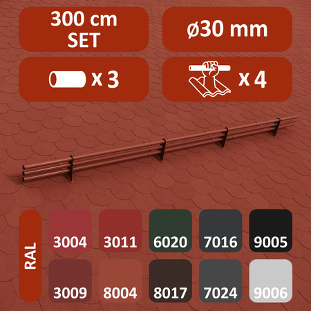 Zestaw ochrony rurowej z 3 rzędami rur do pokryć płaskich