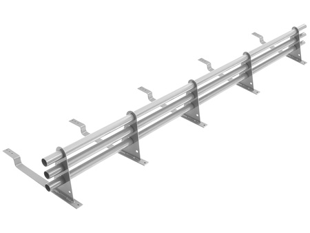Zestaw ochrony rurowej o długości 200 cm, z 3 rzędami rur, do blachy panelowej o module 380 mm / 35 mm