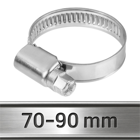 Opaski ślimakowe ze stali nierdzewnej W2 70–90 mm (10 szt.)