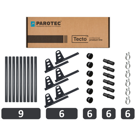 Zestaw ochrony rurowej z 3 rzędami rur do pokryć płaskich