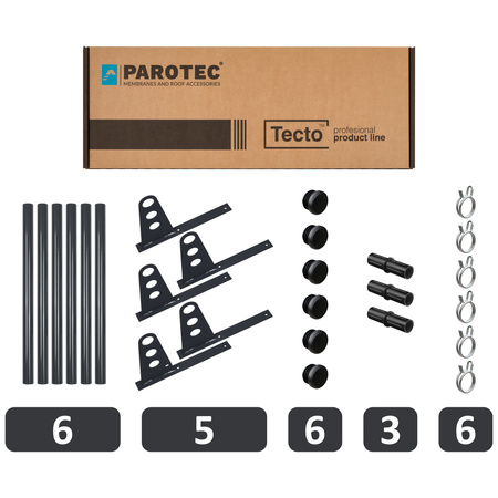 Zestaw ochrony rurowej z 3 rzędami rur do pokryć płaskich