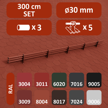 Zestaw ochrony rurowej z 3 rzędami rur do pokryć płaskich