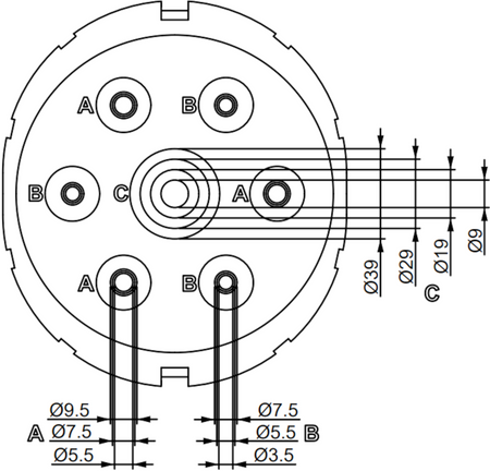 Fotoport DS przepust kabli fotowoltaicznych do pokryć deskowanych 7 portów