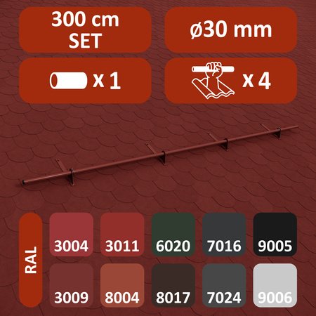 Zestaw ochrony rurowej z 1 rzędem rur do pokryć płaskich