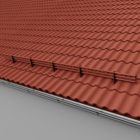 Zestaw ochrony rurowej z 3 rzędami rur do dachówek betonowych i ceramicznych