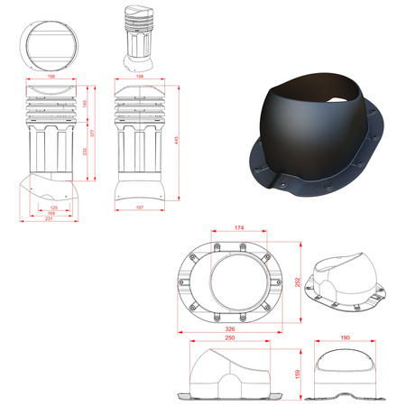 Kominek wentylacyjny DN125 mm Parotec do blachodachówki