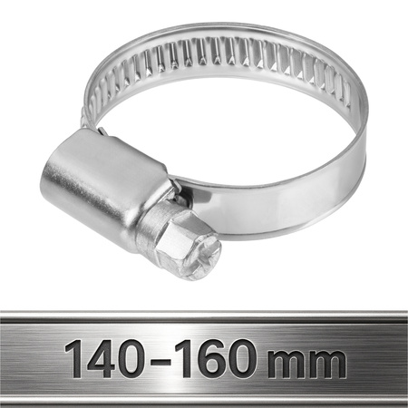 Opaski ślimakowe ze stali nierdzewnej W2 140–160 mm (10 szt.)