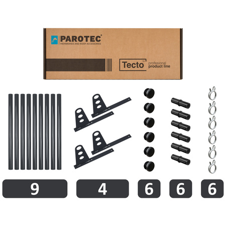Zestaw ochrony rurowej z 3 rzędami rur do pokryć płaskich
