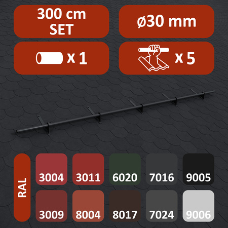 Zestaw ochrony rurowej z 1 rzędem rur do pokryć płaskich