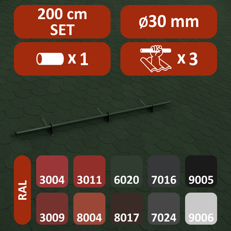 Zestaw ochrony rurowej z 1 rzędem rur do pokryć płaskich