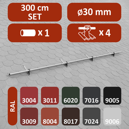 Zestaw ochrony rurowej z 1 rzędem rur do pokryć płaskich