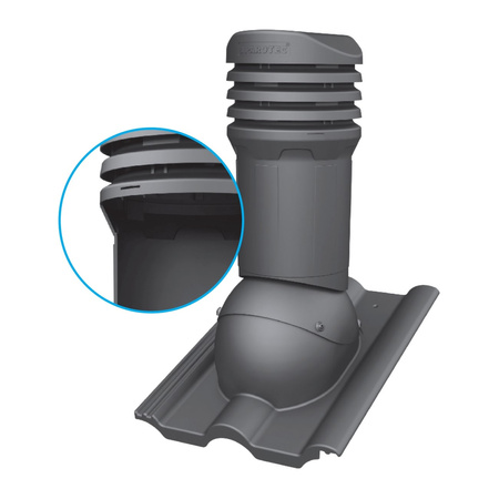 Kominek wentylacyjny z odpływem kondensatu DN125 mm Parotec do blachy trapezowej
