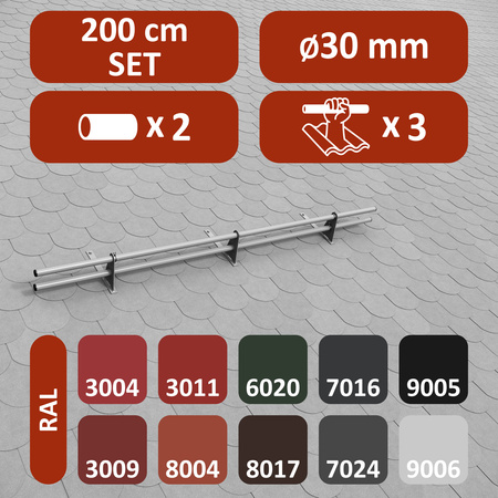 Zestaw ochrony rurowej z 2 rzędami rur do pokryć płaskich