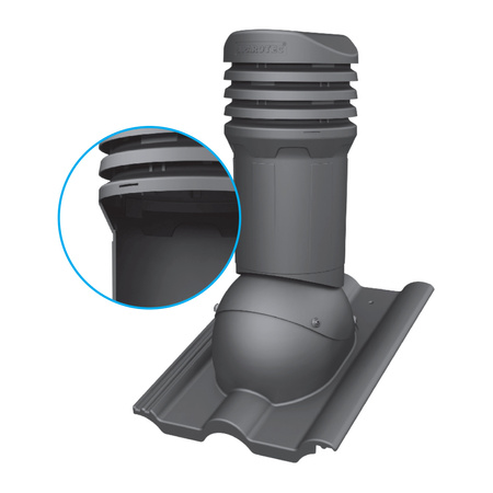 Kominek wentylacyjny z odpływem kondensatu DN125 mm Parotec do dachówki ceramicznej