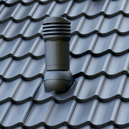 Kominek wentylacyjny z odpływem kondensatu DN125 mm Parotec do dachówki ceramicznej