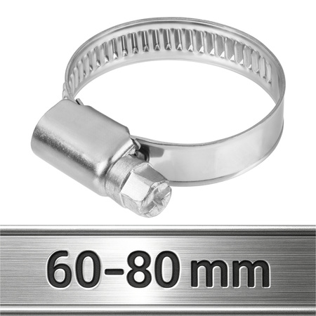 Opaski ślimakowe ze stali nierdzewnej W2 60–80 mm (10 szt.)
