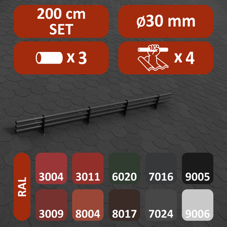 Zestaw ochrony rurowej z 3 rzędami rur do pokryć płaskich