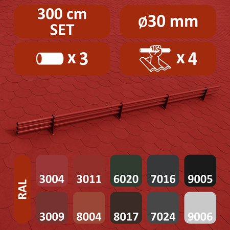 Zestaw ochrony rurowej z 3 rzędami rur do pokryć płaskich