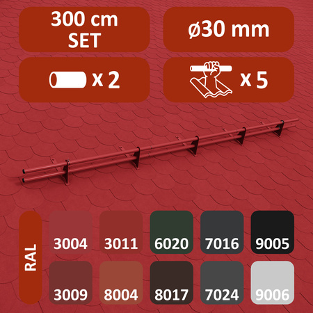 Zestaw ochrony rurowej z 2 rzędami rur do pokryć płaskich