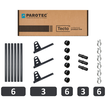 Zestaw ochrony rurowej z 3 rzędami rur do pokryć płaskich