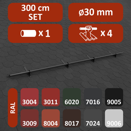 Zestaw ochrony rurowej z 1 rzędem rur do pokryć płaskich