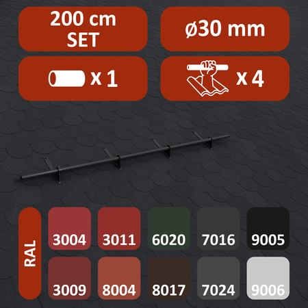 Zestaw ochrony rurowej z 1 rzędem rur do pokryć płaskich