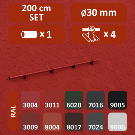 Zestaw ochrony rurowej z 1 rzędem rur do pokryć płaskich