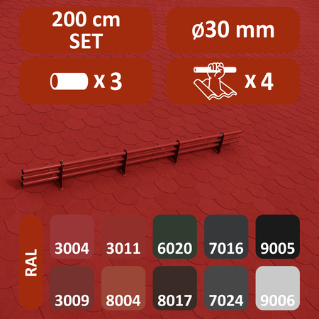 Zestaw ochrony rurowej z 3 rzędami rur do pokryć płaskich