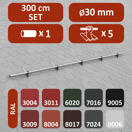 Zestaw ochrony rurowej z 1 rzędem rur do pokryć płaskich