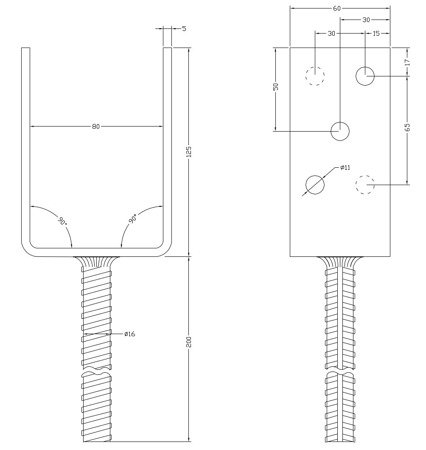 Łącznik belki do betonu / Podstawa słupa / Kotwa